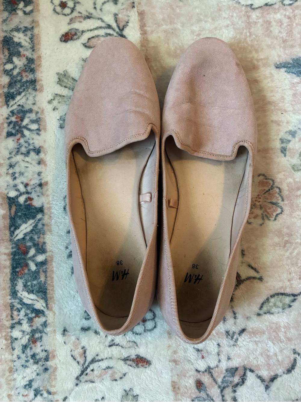 H&M Blush Pink Suede-Look Ballerina Slip On Coquette femme Flats